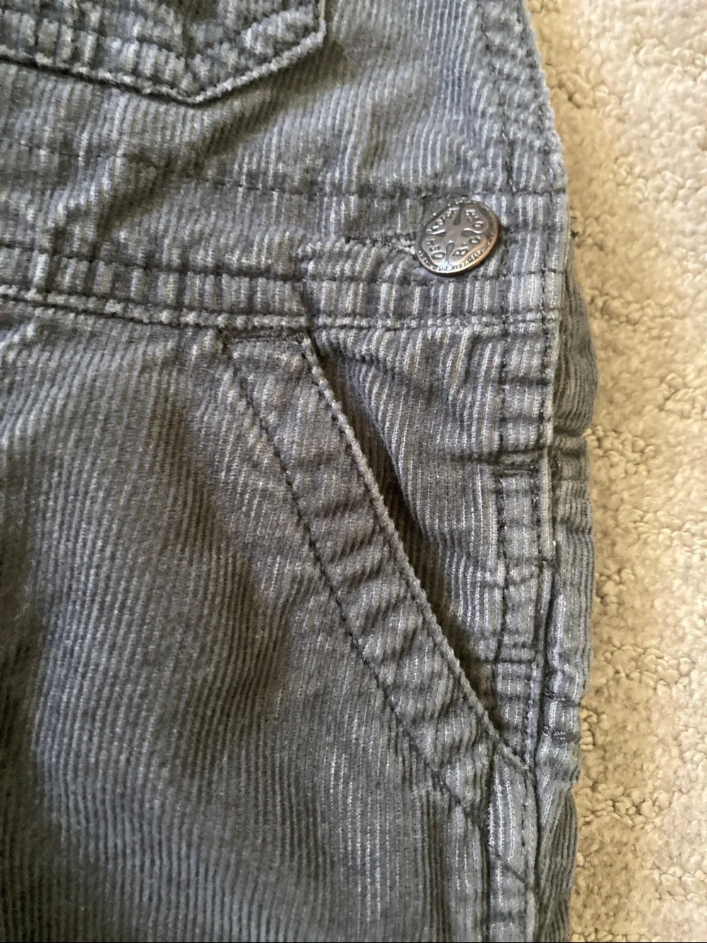Oshkosh gray cotton corduroy overalls, 18M.
